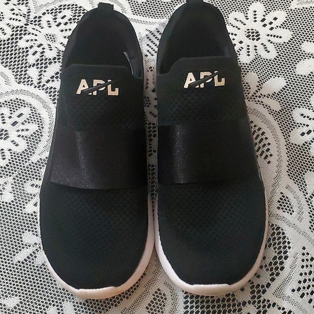 APL Athletic Propulsion Labs, Black Slip-On Sneakers w/White Accents, Size 8.5
